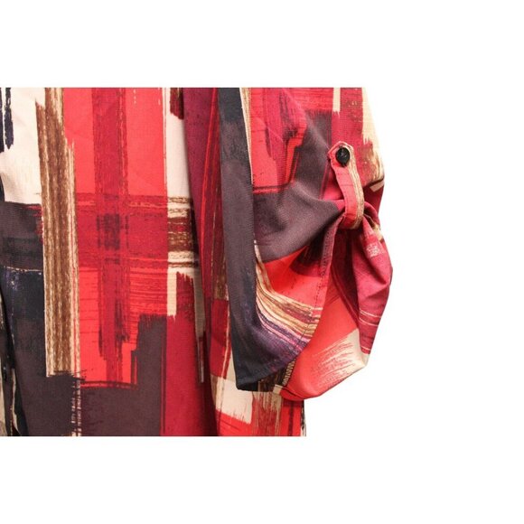 NWT Catherines Blouse Size 3X 26W 28W Abstract Button Front Stretch Career Boho - Picture 8 of 15
